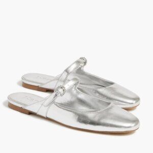 J.CREW Mary Jane Mules Silver Size 9 NIB $118 CA763